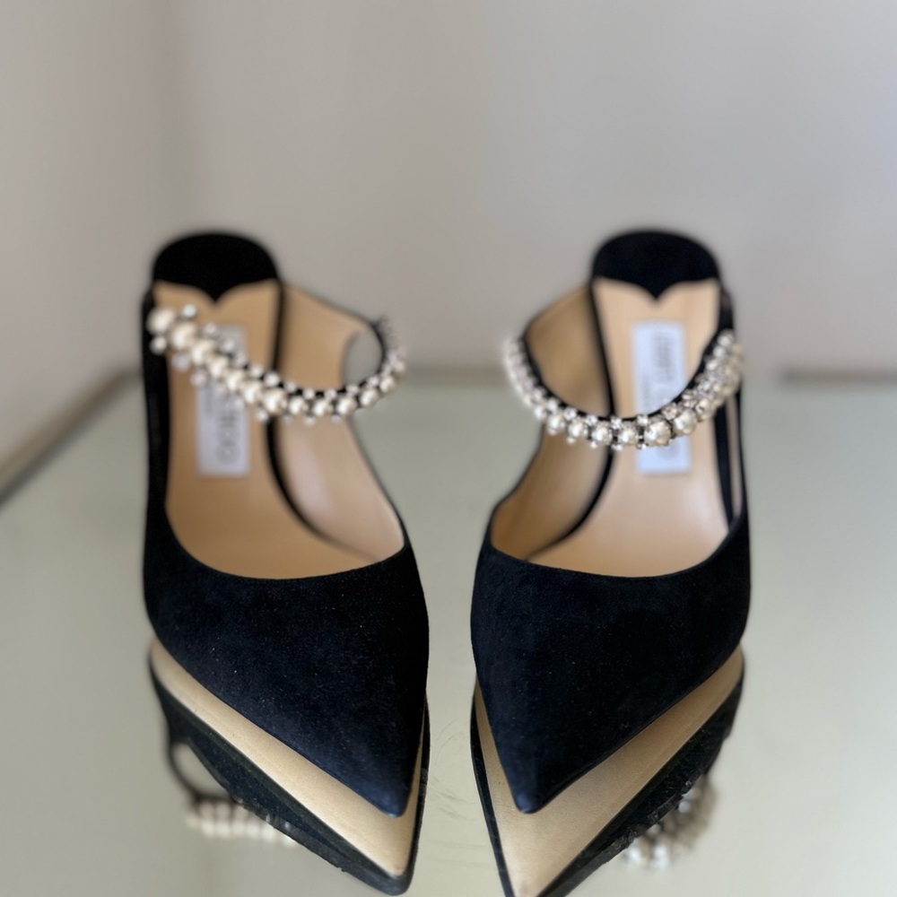 New JIMMY CHOO Bing Suede Pearl-Embellished Mules $1,195 38 - Picture 8 of 11